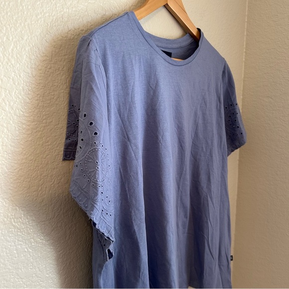 NWT, Gap Women's Eyelet Flutter Short Sleeve Scoop Neck Shirt in Blue, Size XXL - Picture 6 of 12